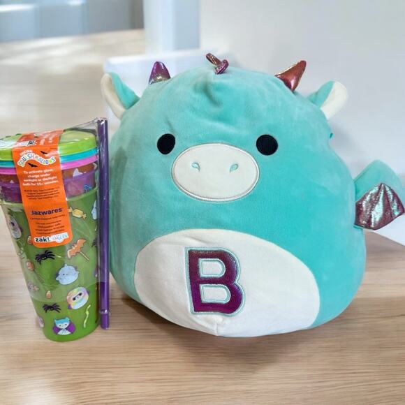 Squishmallows Glow In The Dark 3 Tumbler Set Squishmallow 12” Miles The Dragon - Picture 12 of 12